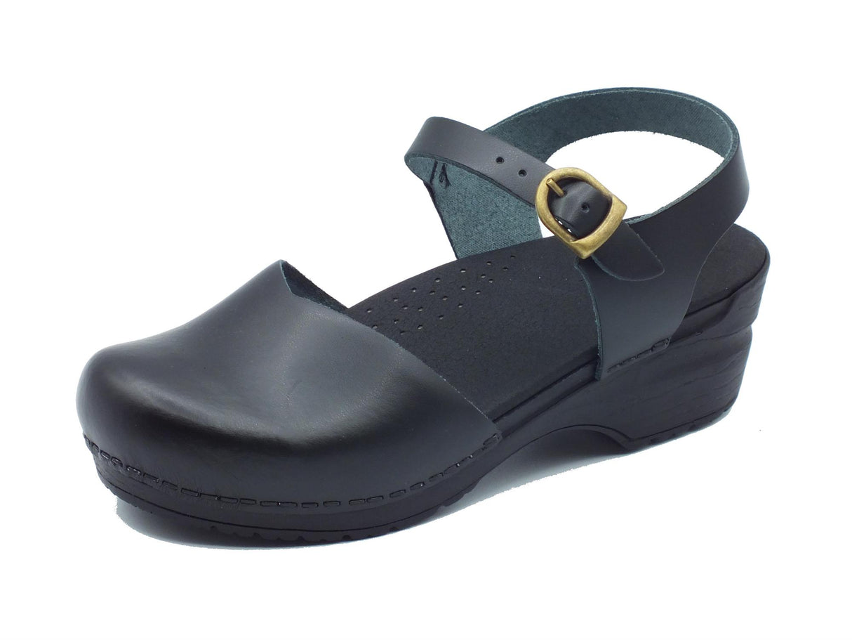 Sanita Sanita 474048 Black Sandali modello zoccolo per Donna in pelle ingrassata nera Black