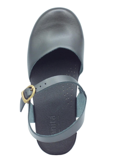 Sanita Sanita 474048 Black Sandali modello zoccolo per Donna in pelle ingrassata nera Black