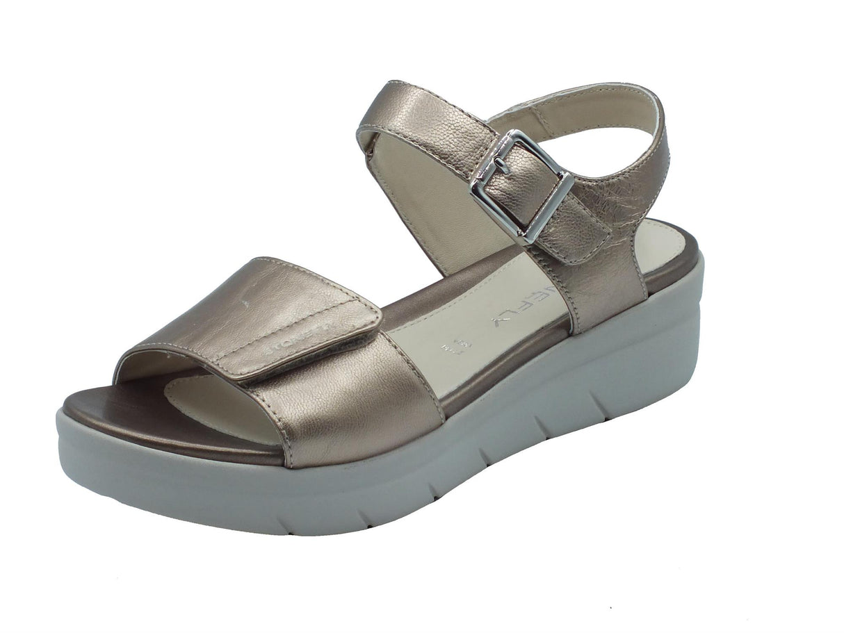 Stonefly Stonefly Sandali zeppa bassa Donna 108232 Aqua III Laminated Metal Fizz pelle argento Metal Fizz