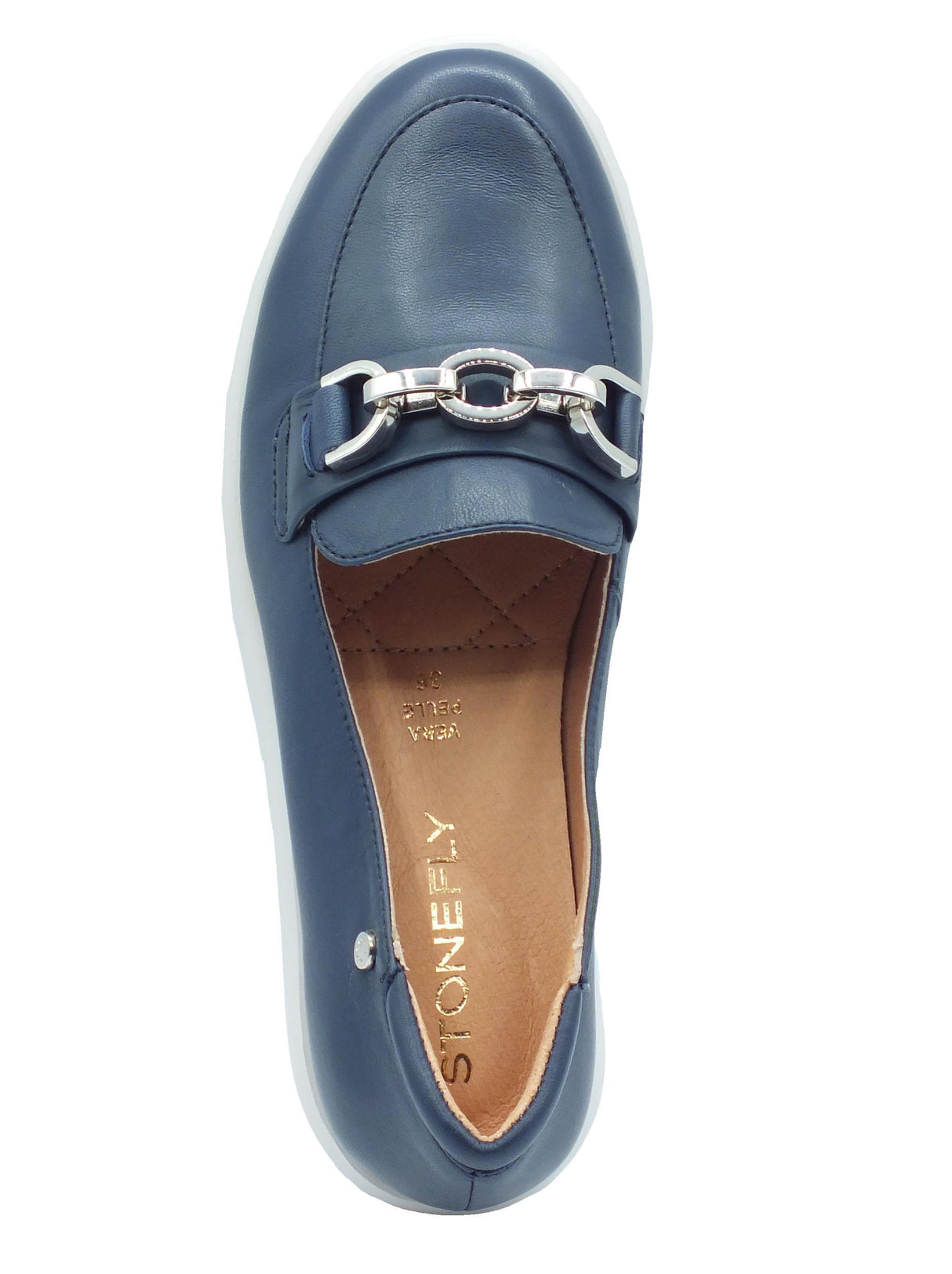 Stonefly Stonefly 220757 Plume Nappa Ocean Blue Mocassini confort per Donna in pelle zeppa media Blue