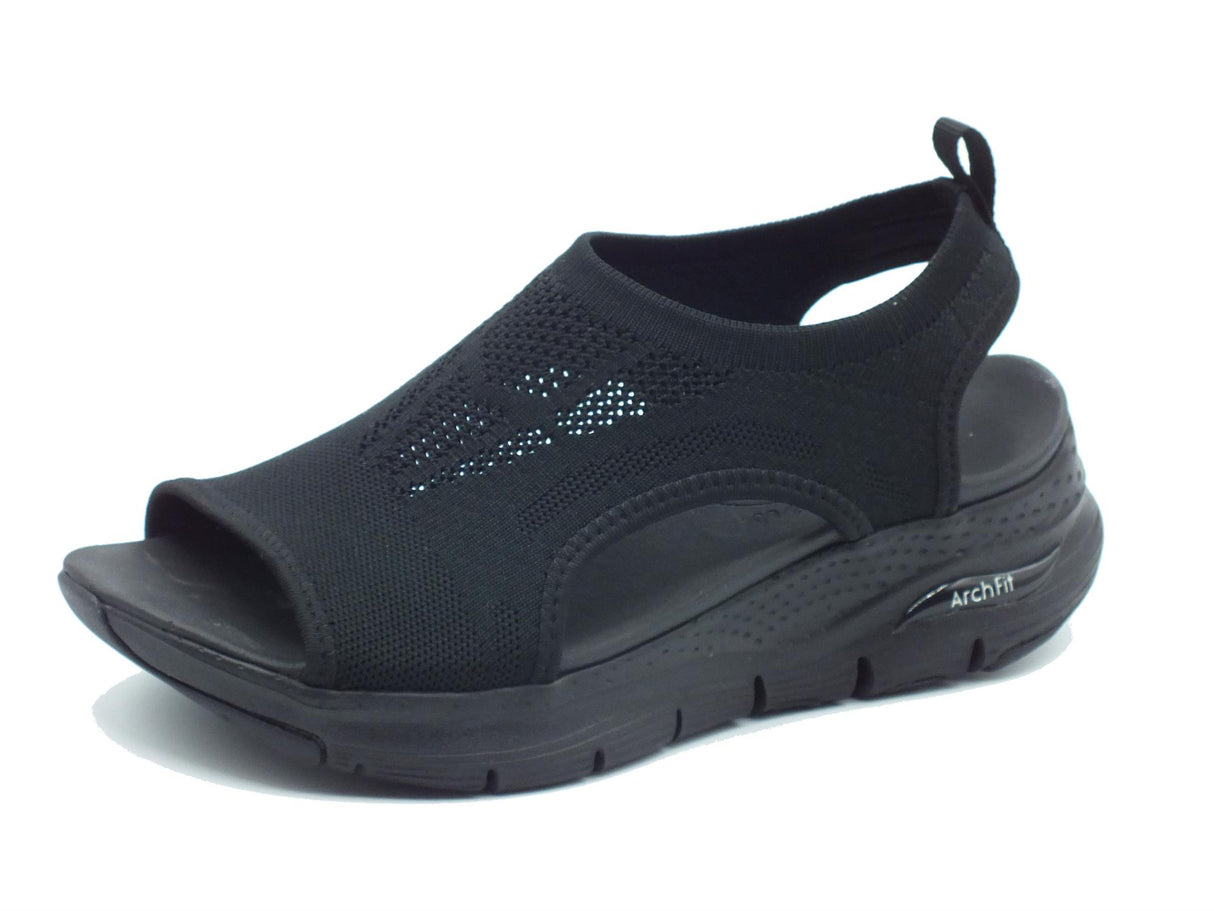 Skechers Skechers Arch Fit 119236 City Catch Black Sandali per Donna in tessuto elasticizzato nero Black