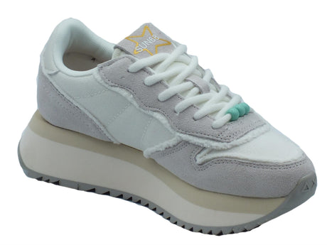 SUN68 SUN68 Z34216 Big Stargirl Canvas Bianco Panna Sneakers Sportive per Donna camoscio tessuto Bianco Panna