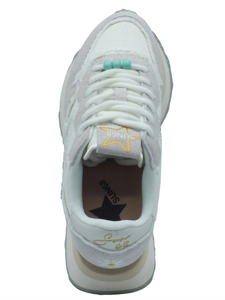 SUN68 SUN68 Z34216 Big Stargirl Canvas Bianco Panna Sneakers Sportive per Donna camoscio tessuto Bianco Panna