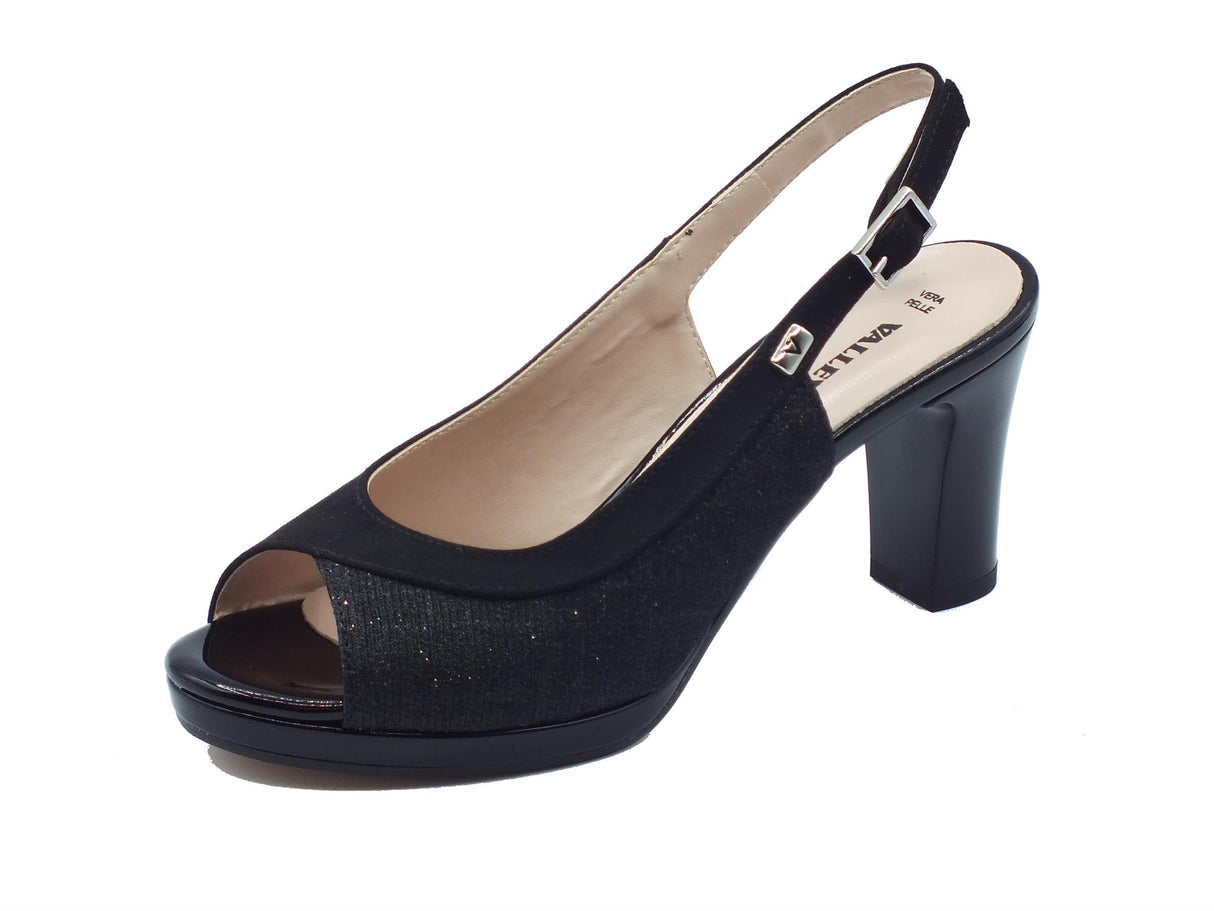 Valleverde Valleverde 28344 Nero Sandali eleganti con tacco alto per donna in tessuto brillantinato Nero