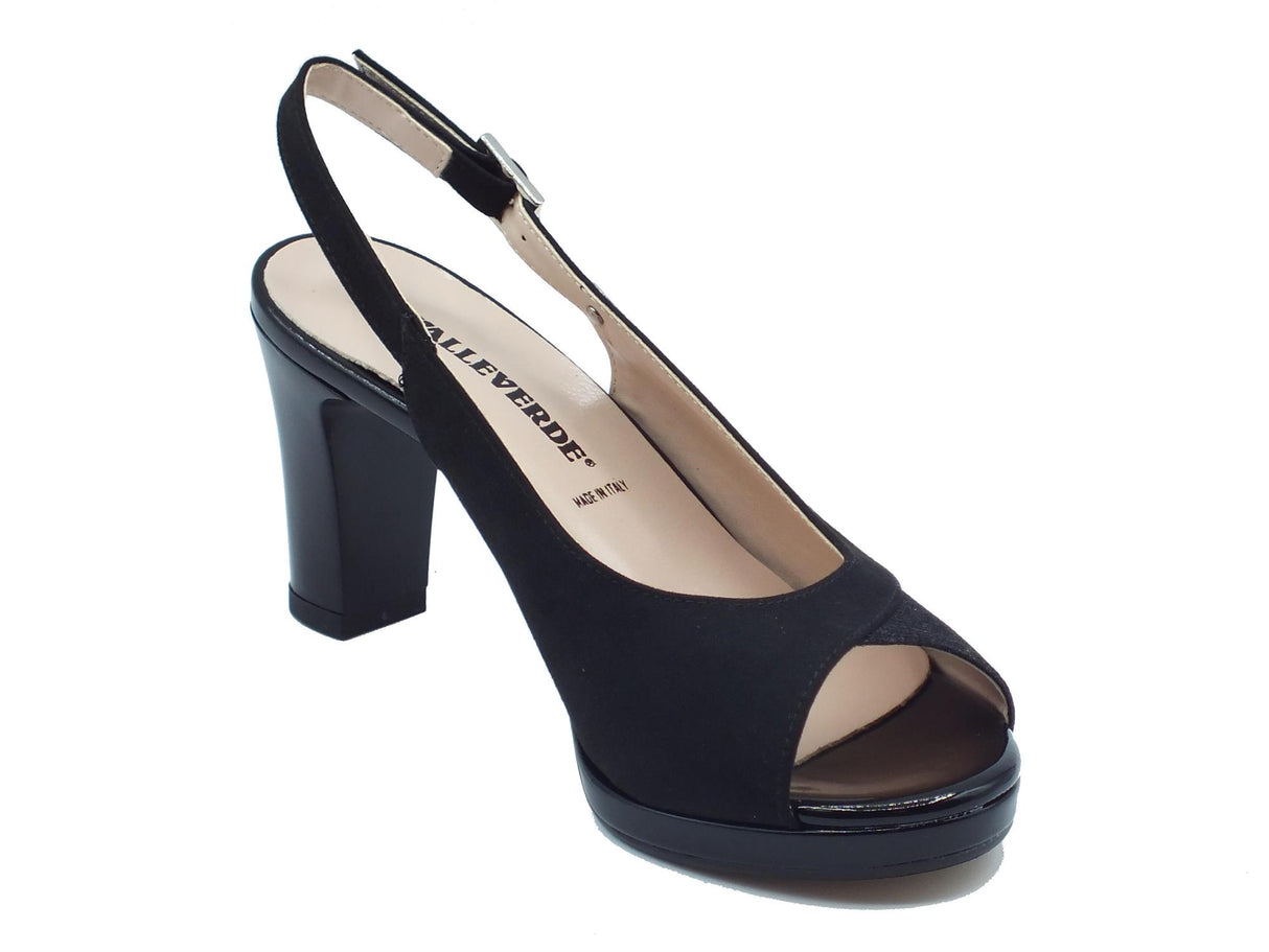 Valleverde Valleverde 28344 Nero Sandali eleganti con tacco alto per donna in tessuto brillantinato Nero