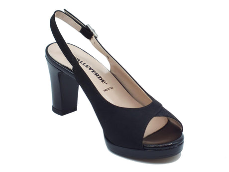 Valleverde Valleverde 28344 Nero Sandali eleganti con tacco alto per donna in tessuto brillantinato Nero