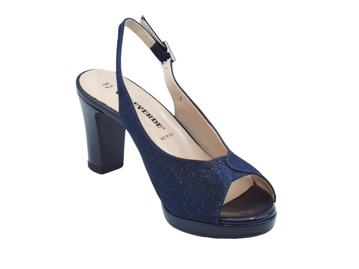 Valleverde Valleverde 28345 Blu Sandali eleganti con tacco alto per donna in tessuto brillantinato Blu