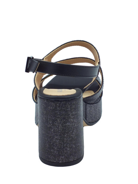 Valleverde Valleverde 32510 Nero Sandali con tacco alto e plateau per donna in ecopelle Nero