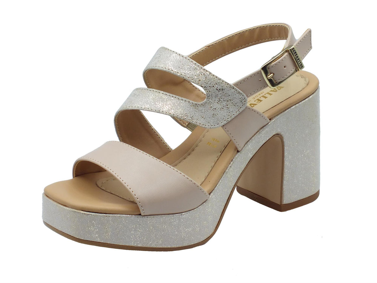 Valleverde Valleverde 32510 Nude Sandali con tacco alto e plateau per donna in ecopelle Nude
