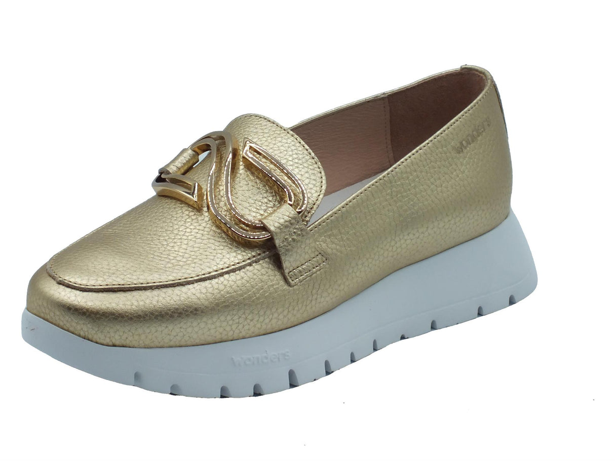 Wonders Wonders A-2462 Sidney Max Platino Mocassini per Donna in pelle con zeppa Platino