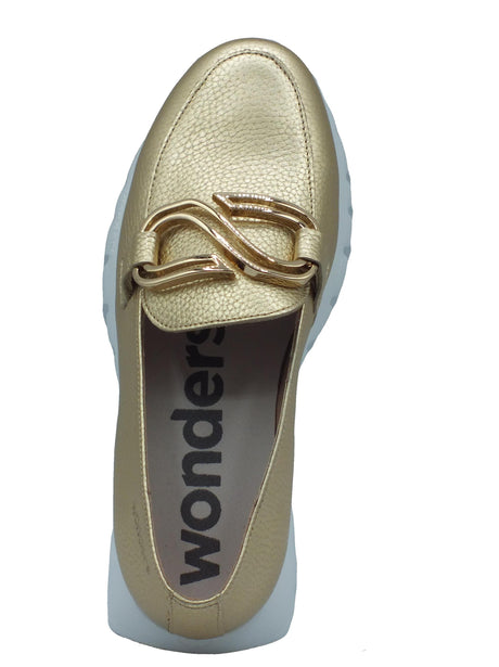 Wonders Wonders A-2462 Sidney Max Platino Mocassini per Donna in pelle con zeppa Platino