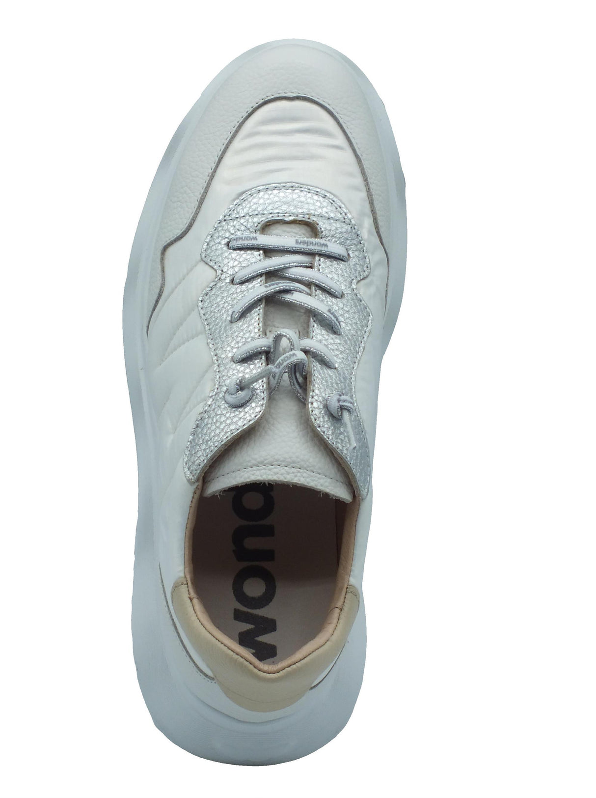 Wonders Wonders A-3602-T Berlin Wild Off Blanco Sneakers per Donna in pelle bianco e tessuto Wild Off Blanco