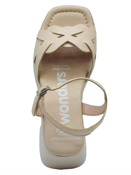 Wonders Wonders D-1011 Catalina Iseo Natural Sandali per Donna in pelle rossa con tacco alto Natural