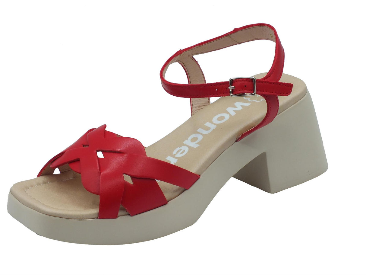 Wonders Wonders D-1011 Catalina Iseo Rojo Sandali per Donna in pelle rossa con tacco alto Iseo Rojo