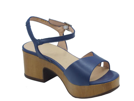 Wonders Wonders D-8841-P Iseo Baltic Sandali per Donna in pelle blu con tacco medio e plateau Baltic