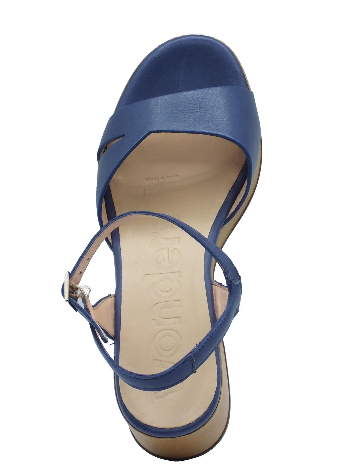 Wonders Wonders D-8841-P Iseo Baltic Sandali per Donna in pelle blu con tacco medio e plateau Baltic