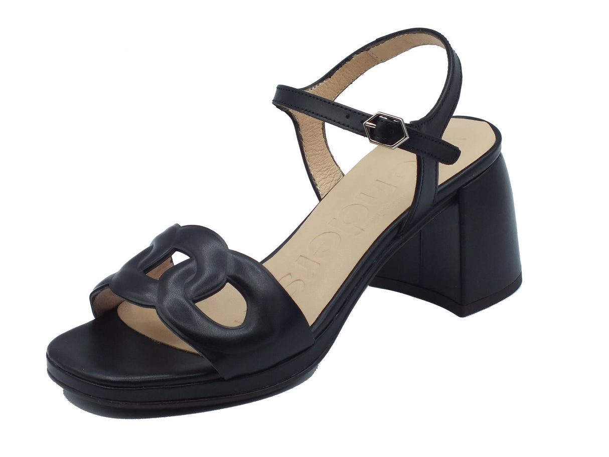 Wonders Wonders F-8210 Emilia Aise Negro Sandali per Donna in pelle verniciata nero con tacco medio Negro