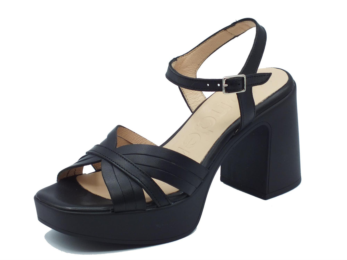 Wonders Wonders L-1401 Marisol Iseo Negro Sandali per Donna in pelle nero con tacco alto e plateau Nero