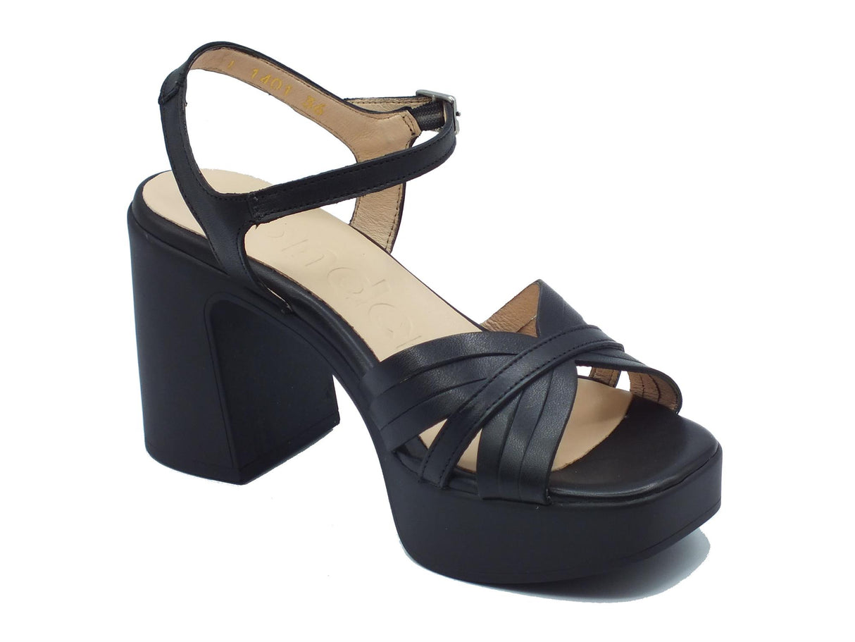 Wonders Wonders L-1401 Marisol Iseo Negro Sandali per Donna in pelle nero con tacco alto e plateau Nero