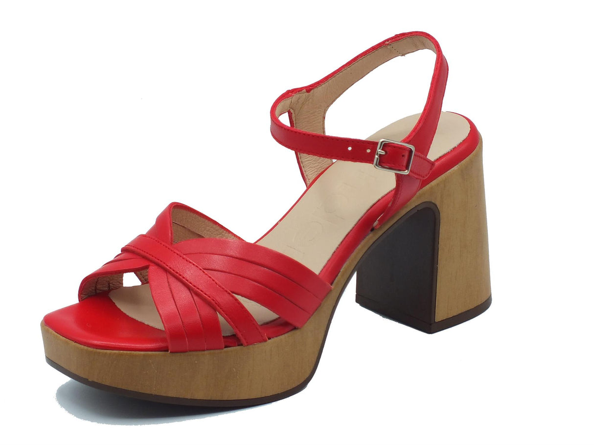 Wonders Wonders L-1401 Marisol Iseo Rojo Sandali per Donna in pelle con tacco alto e plateau Iseo Rojo