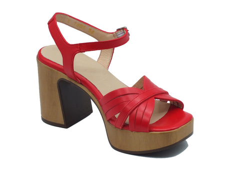Wonders Wonders L-1401 Marisol Iseo Rojo Sandali per Donna in pelle con tacco alto e plateau Iseo Rojo