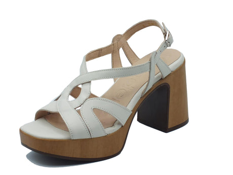 Wonders Wonders L-1402 Violeta Iseo Off Sandali per Donna in pelle bianca con tacco alto e plateau Iseo Off