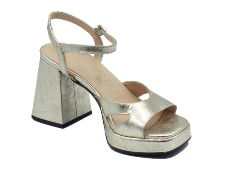 Wonders Wonders M-5311 Laminato Platino Sandali per Donna in pelle argento con tacco alto e plateau Platino