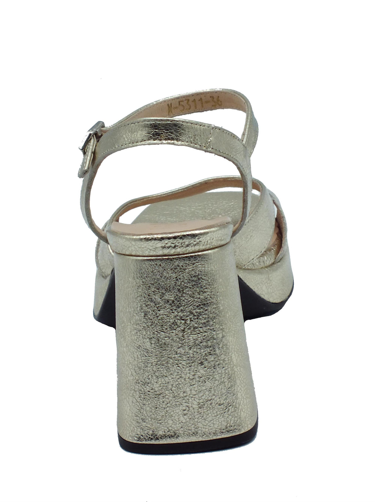 Wonders Wonders M-5311 Laminato Platino Sandali per Donna in pelle argento con tacco alto e plateau Platino