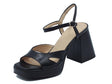 Wonders Wonders M-5311 Iseo Negro Sandali per Donna in pelle nera con tacco alto e plateau Iseo Negro