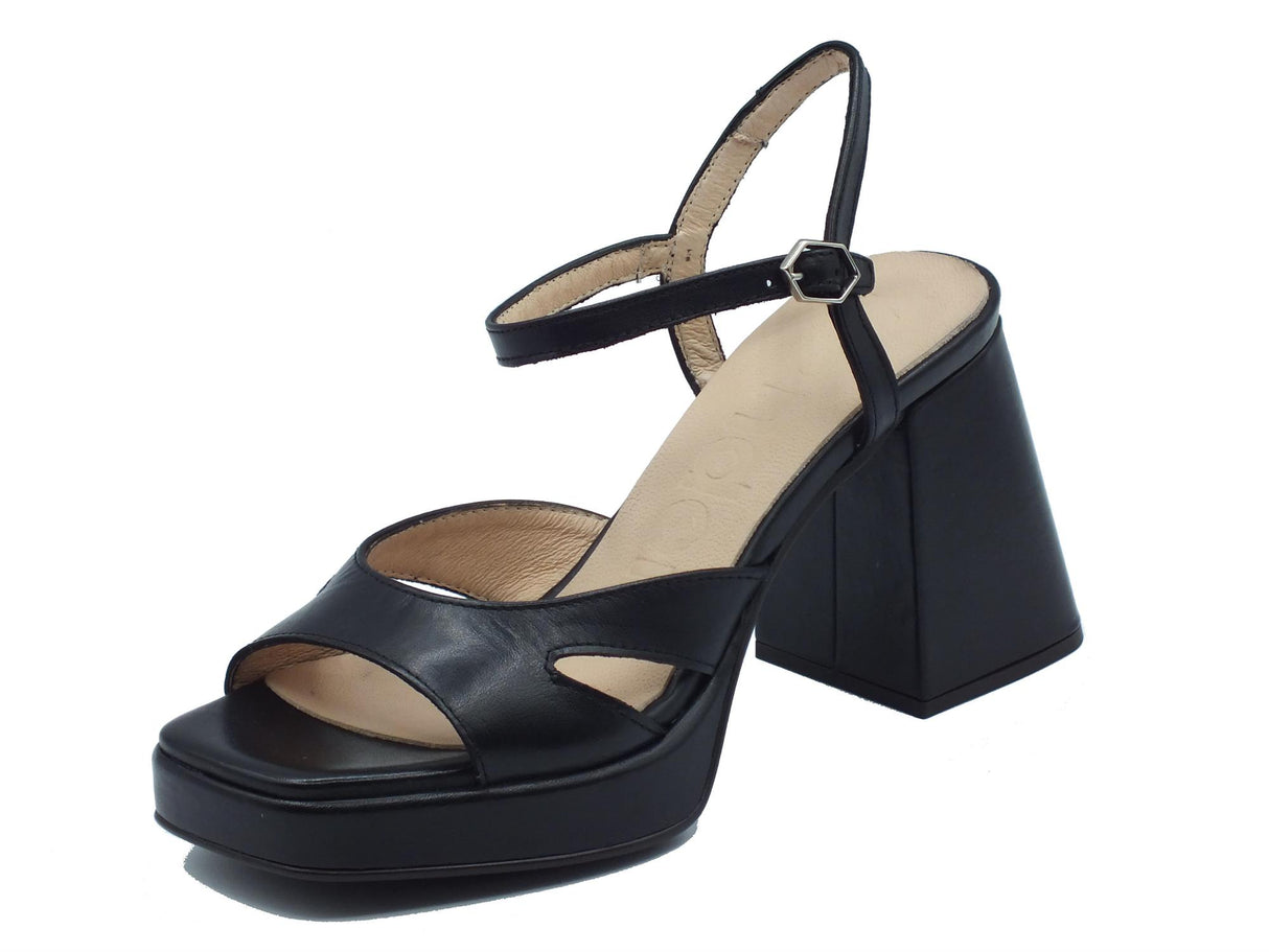 Wonders Wonders M-5311 Iseo Negro Sandali per Donna in pelle nera con tacco alto e plateau Iseo Negro