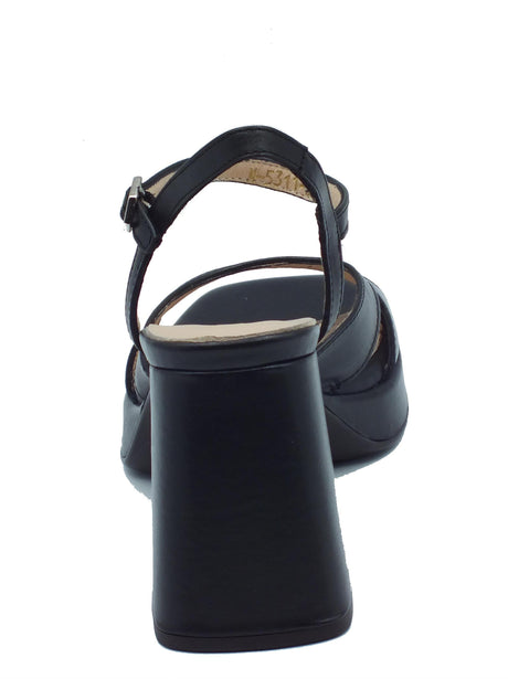 Wonders Wonders M-5311 Iseo Negro Sandali per Donna in pelle nera con tacco alto e plateau Iseo Negro