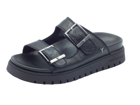 Windsor Smith Windsor Smith Mood Nero Sandali per Donna in pelle con doppia regolazione zeppa bassa Nero