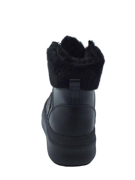 Blauer USA Blauer USA Emery Black Scarponcini per Donna in pelle e tessuto con ecopellicciotto alla caviglia Black
