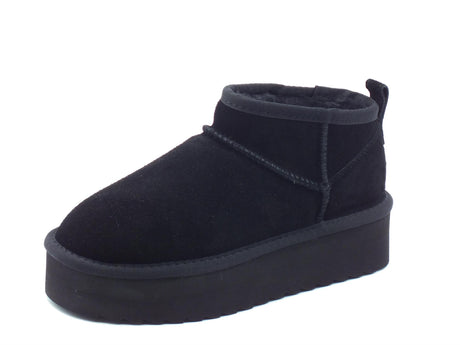 Colors of California Colors of California HC.YWPLA01 Black mammuttini per Donna in nabuk con pile zeppa alta Black