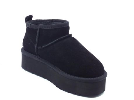 Colors of California Colors of California HC.YWPLA01 Black mammuttini per Donna in nabuk con pile zeppa alta Black