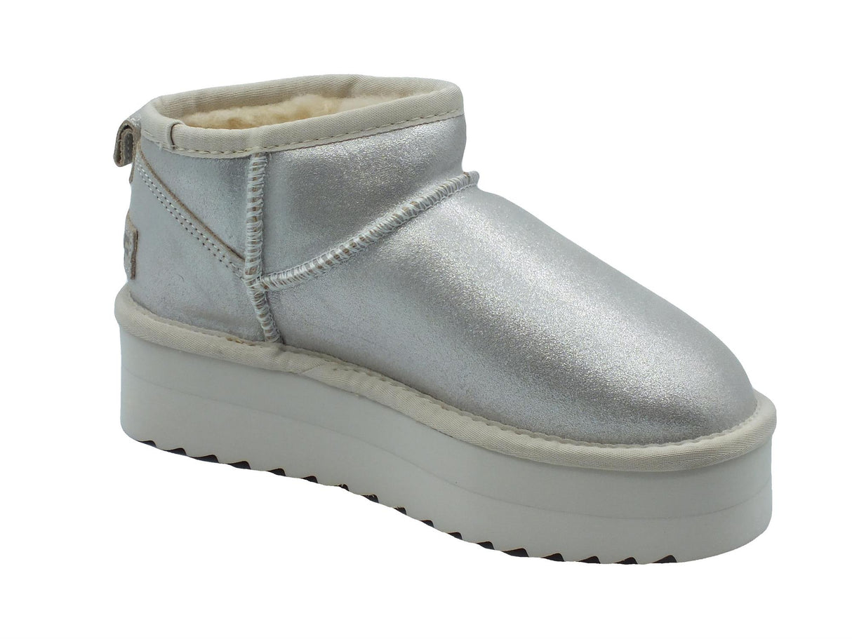 Colors of California Colors of California HC.YWPLAMET OAT mammuttini per Donna in tessuto argento con pile zeppa bassa argento