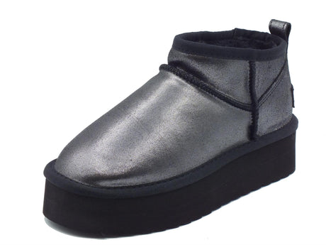 Colors of California Colors of California HC.YWPLAMET Black mammuttini per Donna in tessuto nero con pile zeppa bassa Black