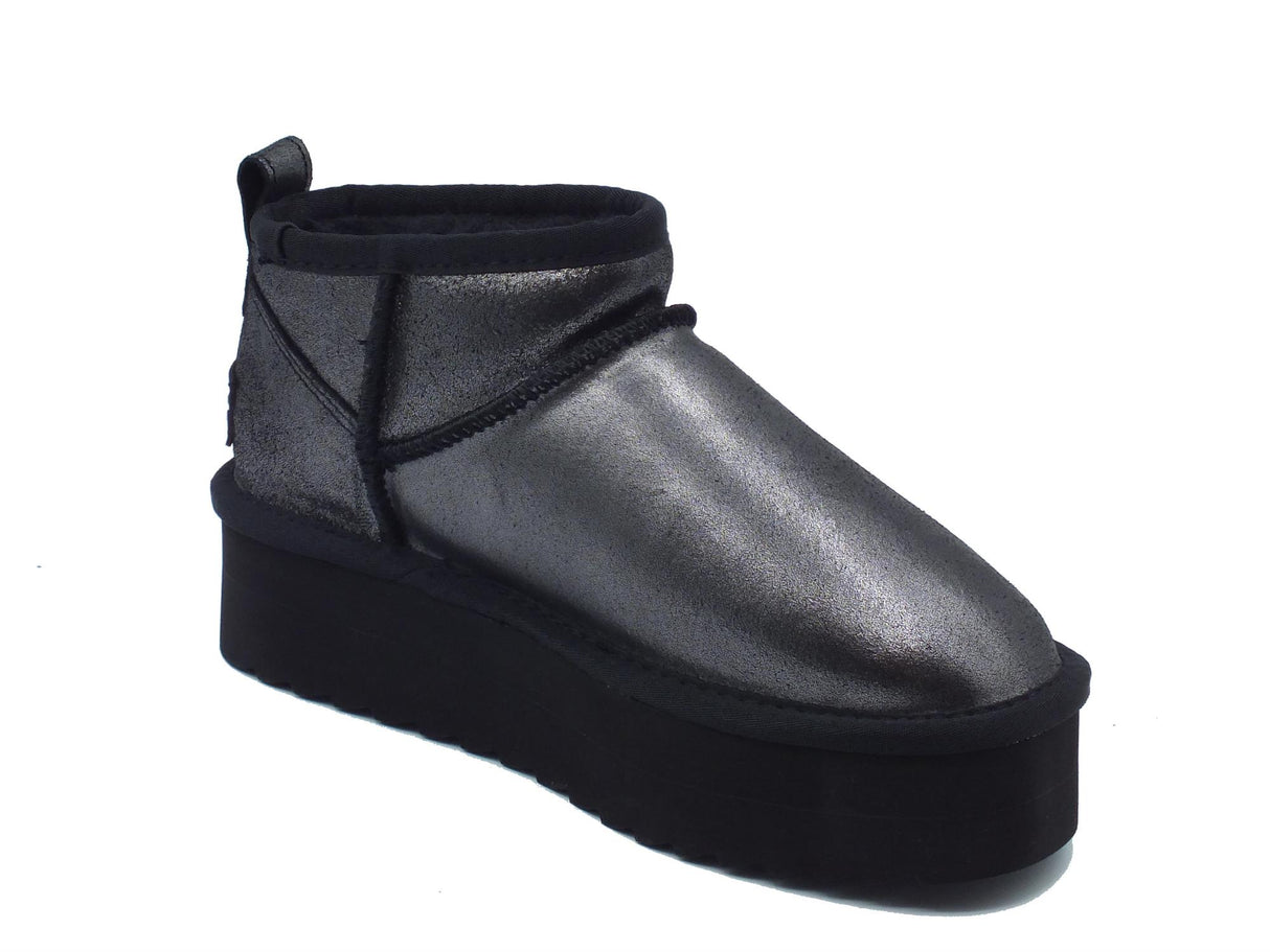 Colors of California Colors of California HC.YWPLAMET Black mammuttini per Donna in tessuto nero con pile zeppa bassa Black