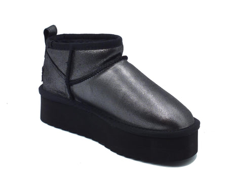 Colors of California Colors of California HC.YWPLAMET Black mammuttini per Donna in tessuto nero con pile zeppa bassa Black