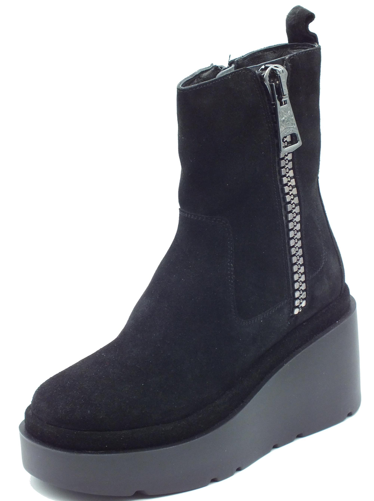 CafèNoir CAFèNOIR HA6011 Nero Tronchetti per Donna in nabuk con lampo e zeppona Nero