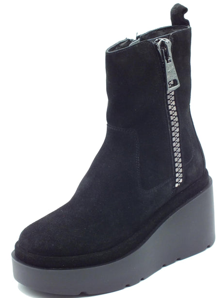 CafèNoir CAFèNOIR HA6011 Nero Tronchetti per Donna in nabuk con lampo e zeppona Nero