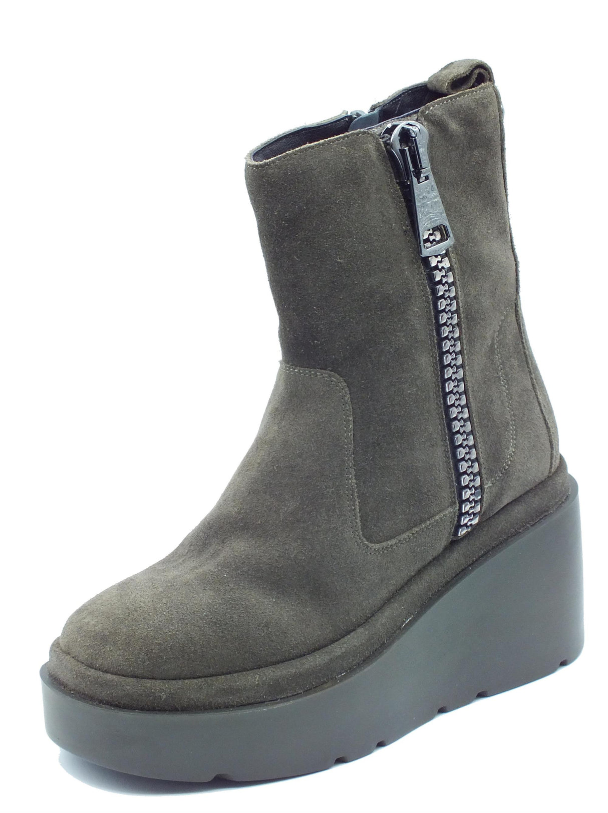 CafèNoir CAFèNOIR HA6011 Verde Tronchetti per Donna in nabuk con lampo e zeppona Verde