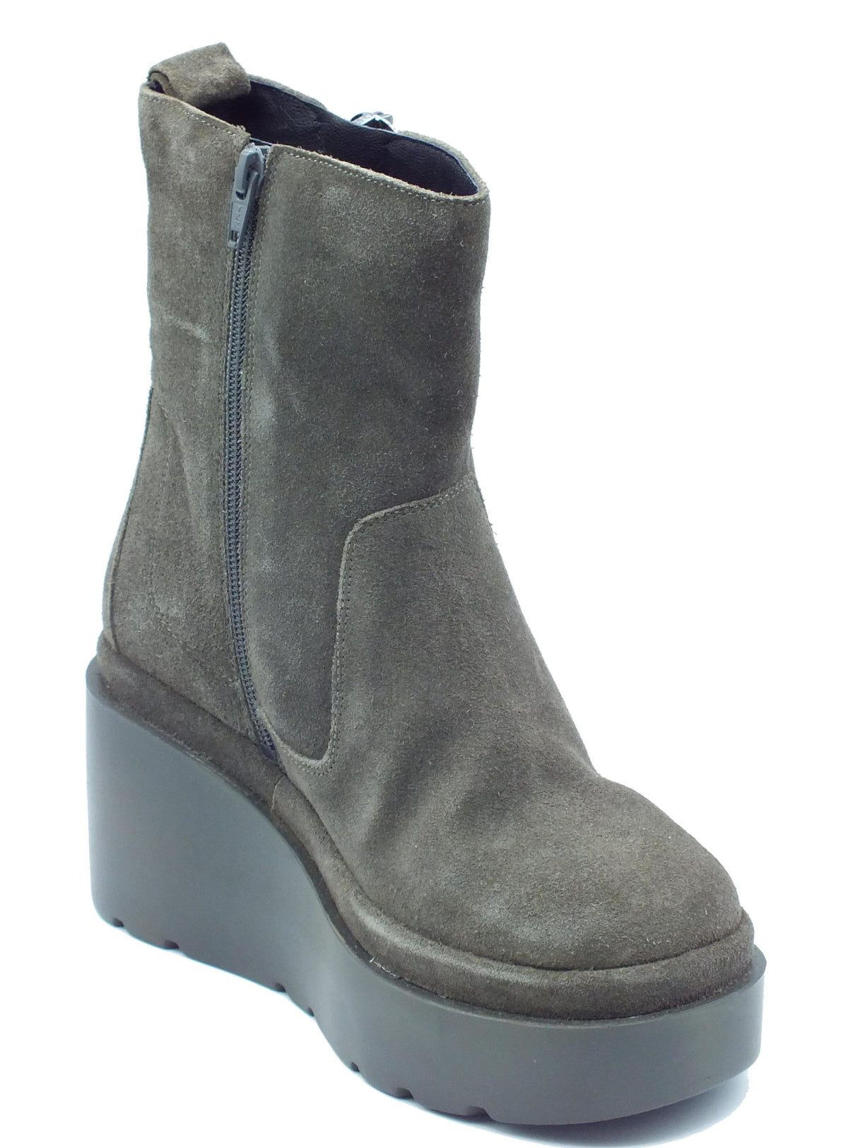 CafèNoir CAFèNOIR HA6011 Verde Tronchetti per Donna in nabuk con lampo e zeppona Verde