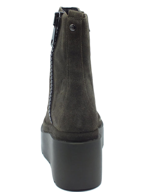 CafèNoir CAFèNOIR HA6011 Verde Tronchetti per Donna in nabuk con lampo e zeppona Verde