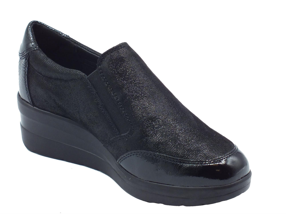 Cinzia Soft Cinzia Soft IV122444 Black Mocassini per Donna in pelle con zeppa media Black