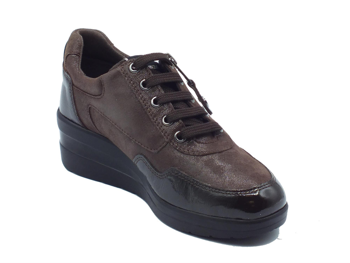 Cinzia Soft Cinzia Soft IV122445 T. Moro Sneakers Confort per Donna in pelle satinata con lacci e lampo T. Moro