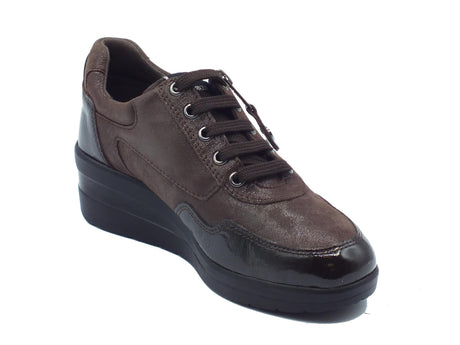 Cinzia Soft Cinzia Soft IV122445 T. Moro Sneakers Confort per Donna in pelle satinata con lacci e lampo T. Moro