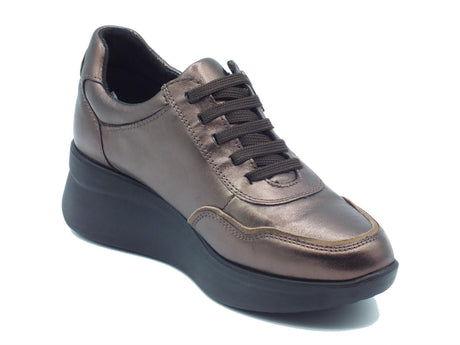 Cinzia Soft Cinzia Soft IV8622579 Zinc Clay Sneakers Confort per Donna in pelle con lacci e lampo Zinc Clay