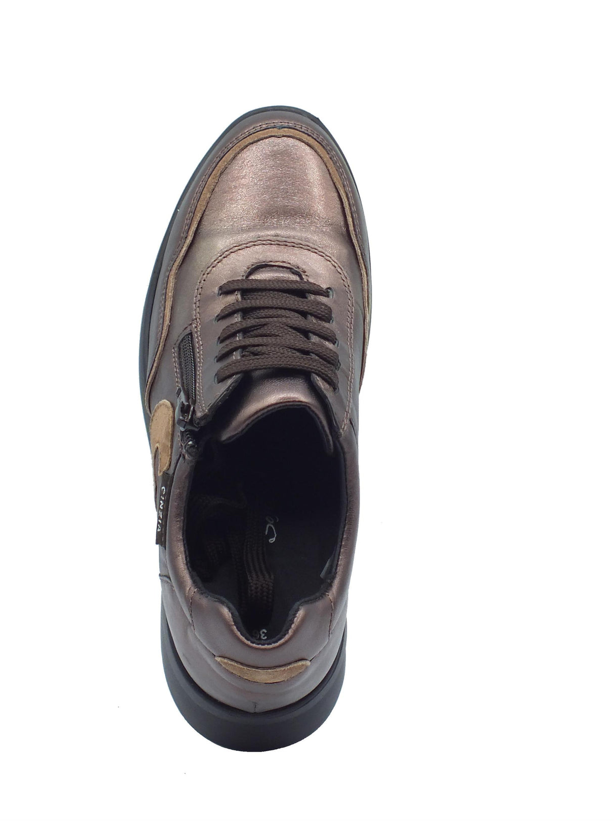 Cinzia Soft Cinzia Soft IV8622579 Zinc Clay Sneakers Confort per Donna in pelle con lacci e lampo Zinc Clay