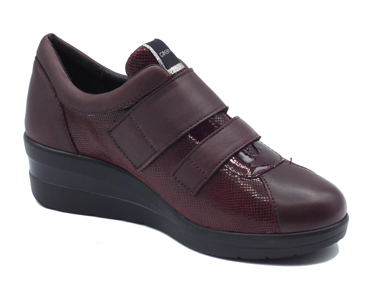 Cinzia Soft Cinzia Soft IV5405A Burgundy Sneakers Confort per Donna in pelle con doppio strappo Burgundy